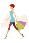 Stylized Woman with Shopping Bags
